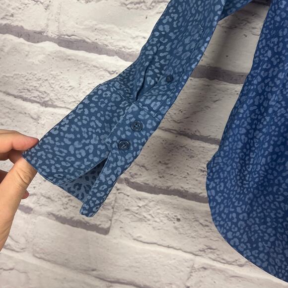 Chicos Womens S Minimalist Office Business Classic No Iron Leopard Button Shirt - Picture 5 of 10